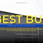 Best Buy Google Slides Template - Four-pillar campaign overview layout with yellow accents and editorial grid design