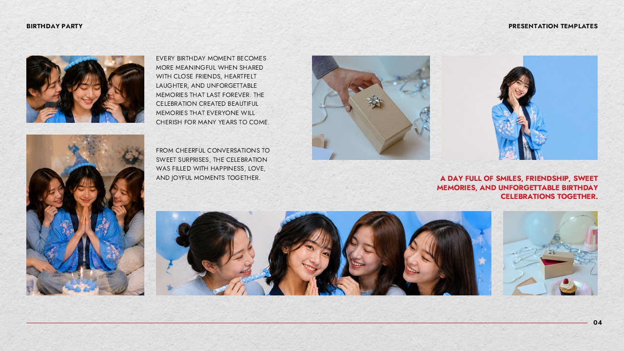 Birthday Party Template - Photo collage slide to display multiple party moments at once