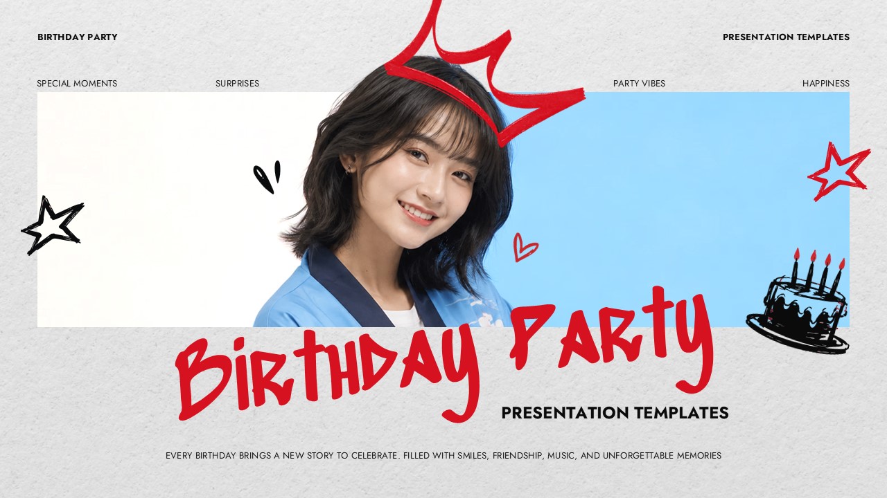Birthday Party Template - Cover slide to open your celebration presentation with style