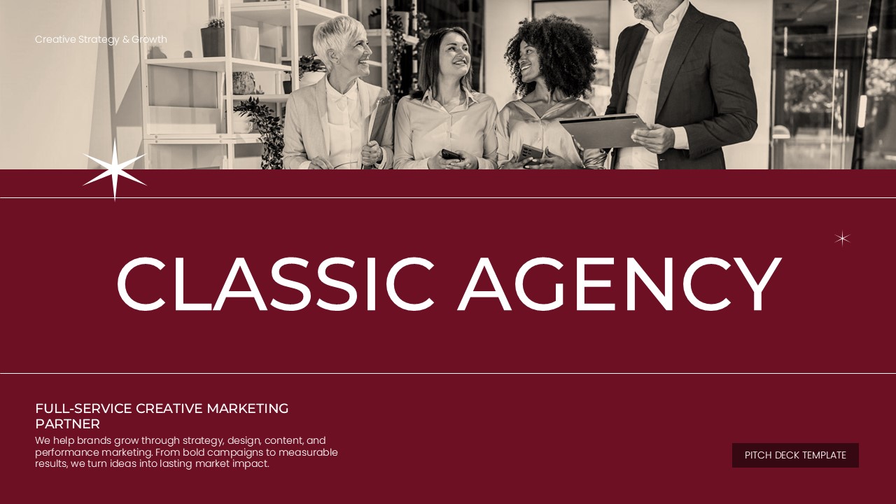 Agency Pitch Deck Title Slide - Full-service creative marketing partner