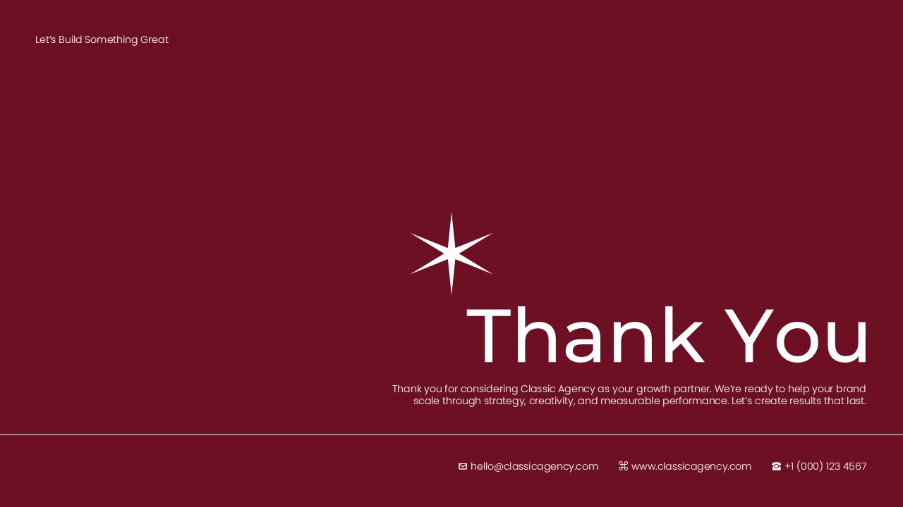 Thank You Slide - Contact information and closing message