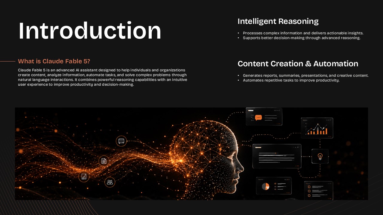 Claude Fable 5 Template - Introduction slide to explain your AI product to any audience