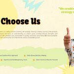 Creative Business Why Choose Us Template - Enthusiastic double thumbs-up with key differentiators and success quote