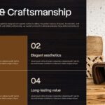 Dark Wood Texture Design Craftsmanship Slide - Four-block checkerboard grid covering durability, aesthetics, function, and value