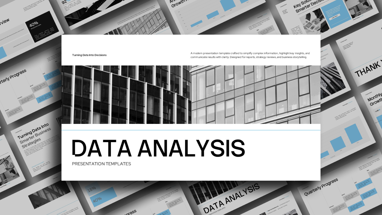 Data Analysis Template - Professional cover slide to introduce analytical reports and business presentations