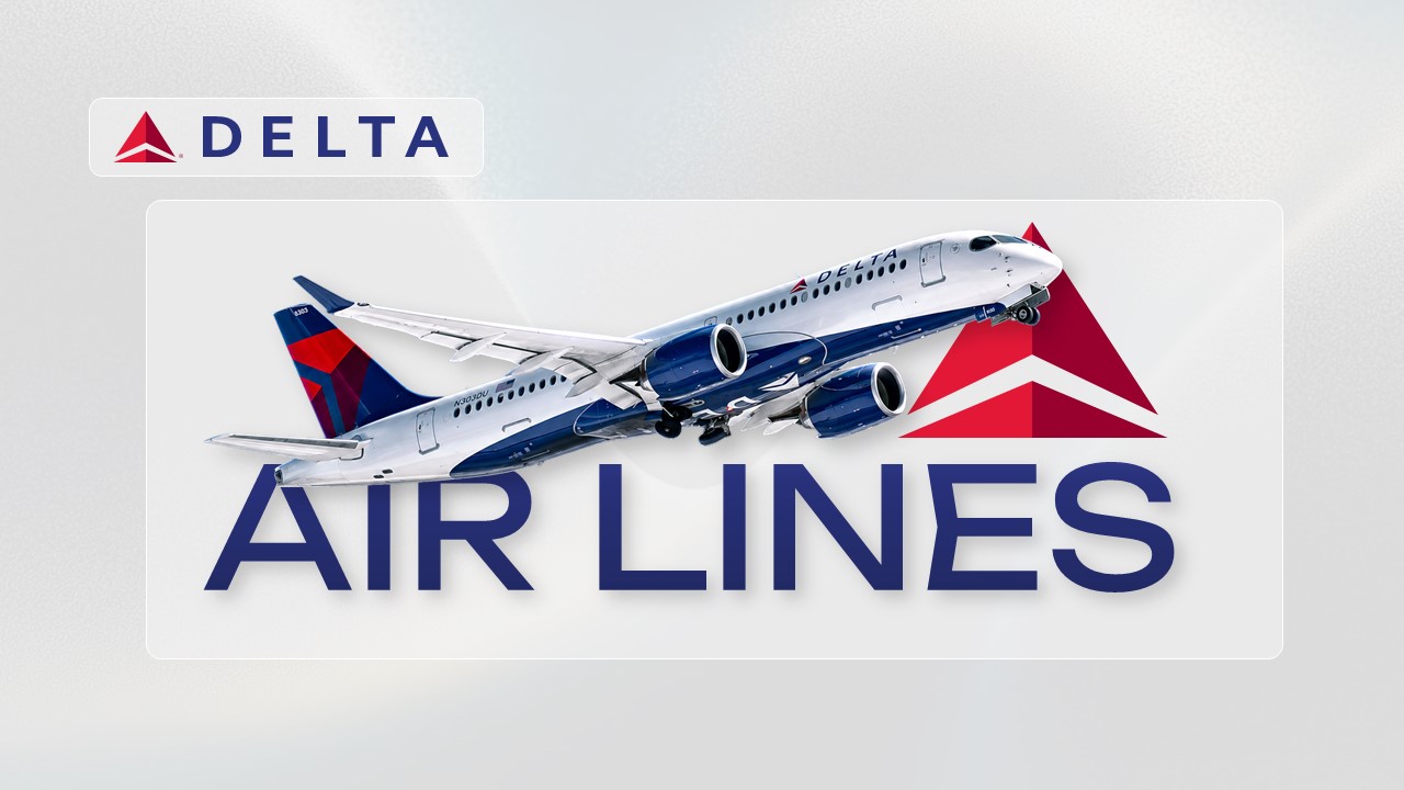 Delta Airlines Template - Title slide with logo and aircraft image