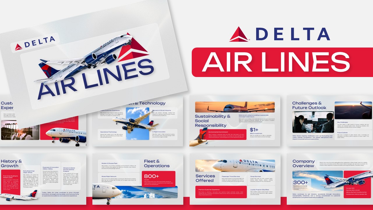 Delta Airlines Template - Overview slide with grid layout sections