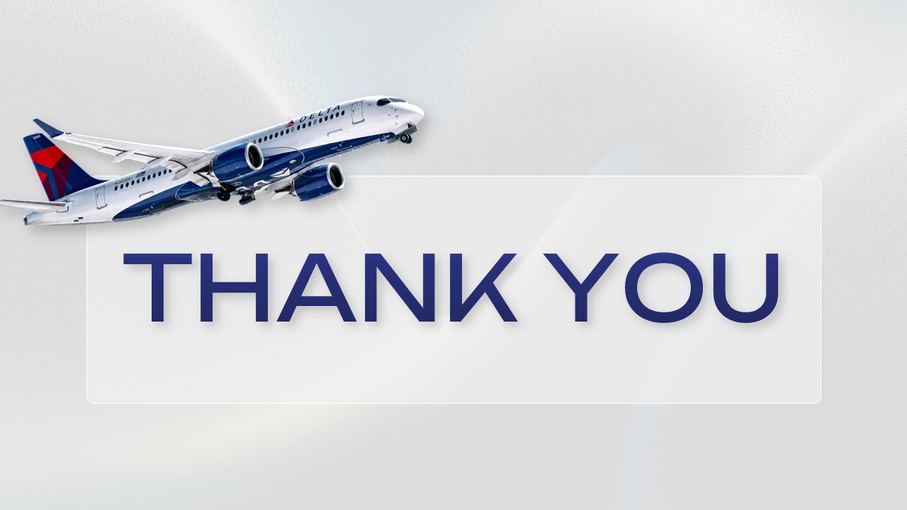 Delta Airlines Template - Thank you slide with aircraft