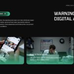 Digital Addiction Awareness Template - mental health impact slide with two numbered green icon points and left-side photo