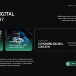 Digital Addiction Awareness Template - definition slide with two image cards, key fact panel, and body text on dark background