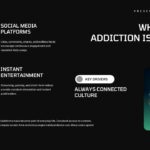 Digital Addiction Awareness Template - causes slide with two image blocks, key drivers badge, and hero image on dark layout