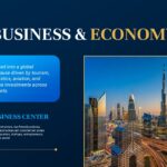 Dubai Business Template - Economy slide featuring modern business district and Burj Khalifa