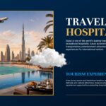 Dubai Travel Template - Hospitality slide with luxury beachfront and Burj Al Arab view