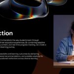 EdTech Startup introduction slide balancing company mission text with engaging student imagery and platform overview
