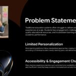 EdTech Startup problem slide identifying education challenges through student struggle imagery and structured pain points