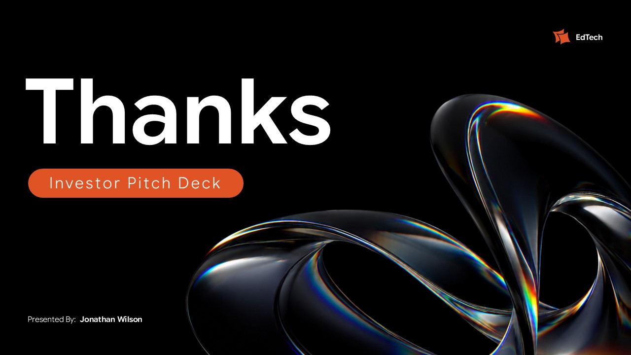 EdTech Startup thank you slide completing presentation journey with bold gratitude and signature design elements