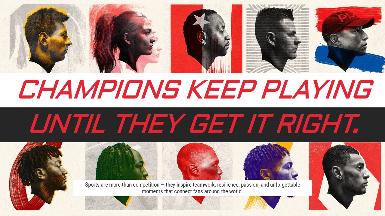 ESPN Motivation Slide - Champions quote with diverse athlete portraits