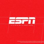 ESPN Title Slide - Red background with logo and sports navigation