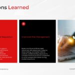 Financial Crisis Lessons Learned Slide - Red and black card layout covering stronger regulation and risk management insights