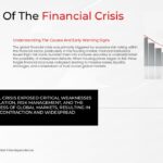 Financial Crisis Overview Slide - Clean editorial layout with declining bar chart and bold regulatory insight callout