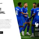 France Football Team Google Slides Template - Split editorial layout introducing Les Bleus with team photo and CTA