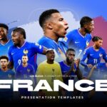 France Football Team Template - Bold cover slide with player collage, Eiffel Tower, and French tricolor branding