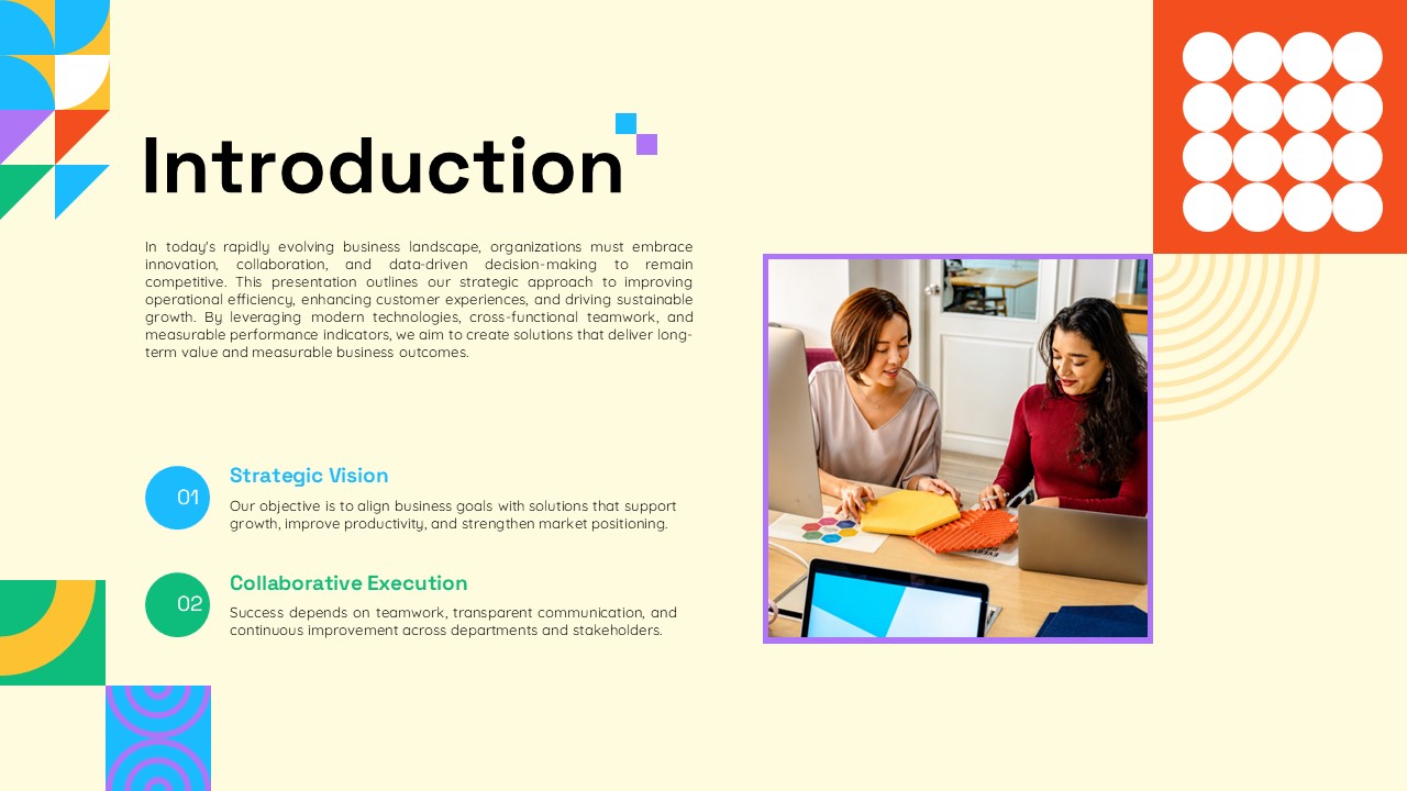 Geometric Style Template - Introduction slide to present your strategy and team collaboration story