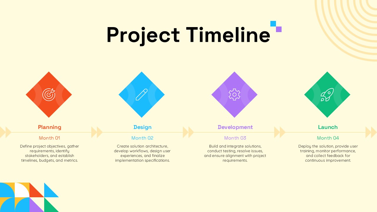 Geometric Style Meet the Team Template - Slide to introduce key team members with photos and roles