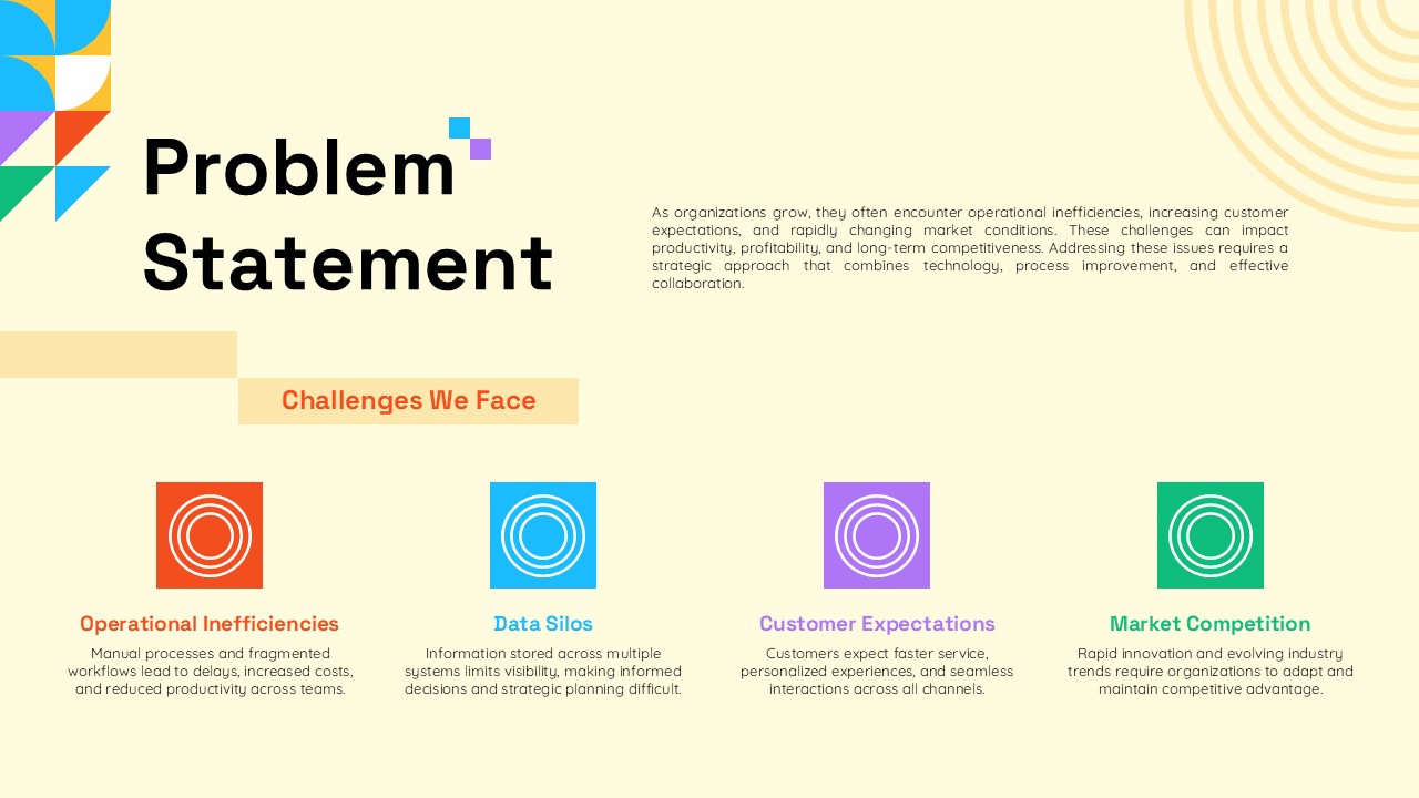 Geometric Style Proposed Solution Template - Slide to outline a four-step solution methodology visually