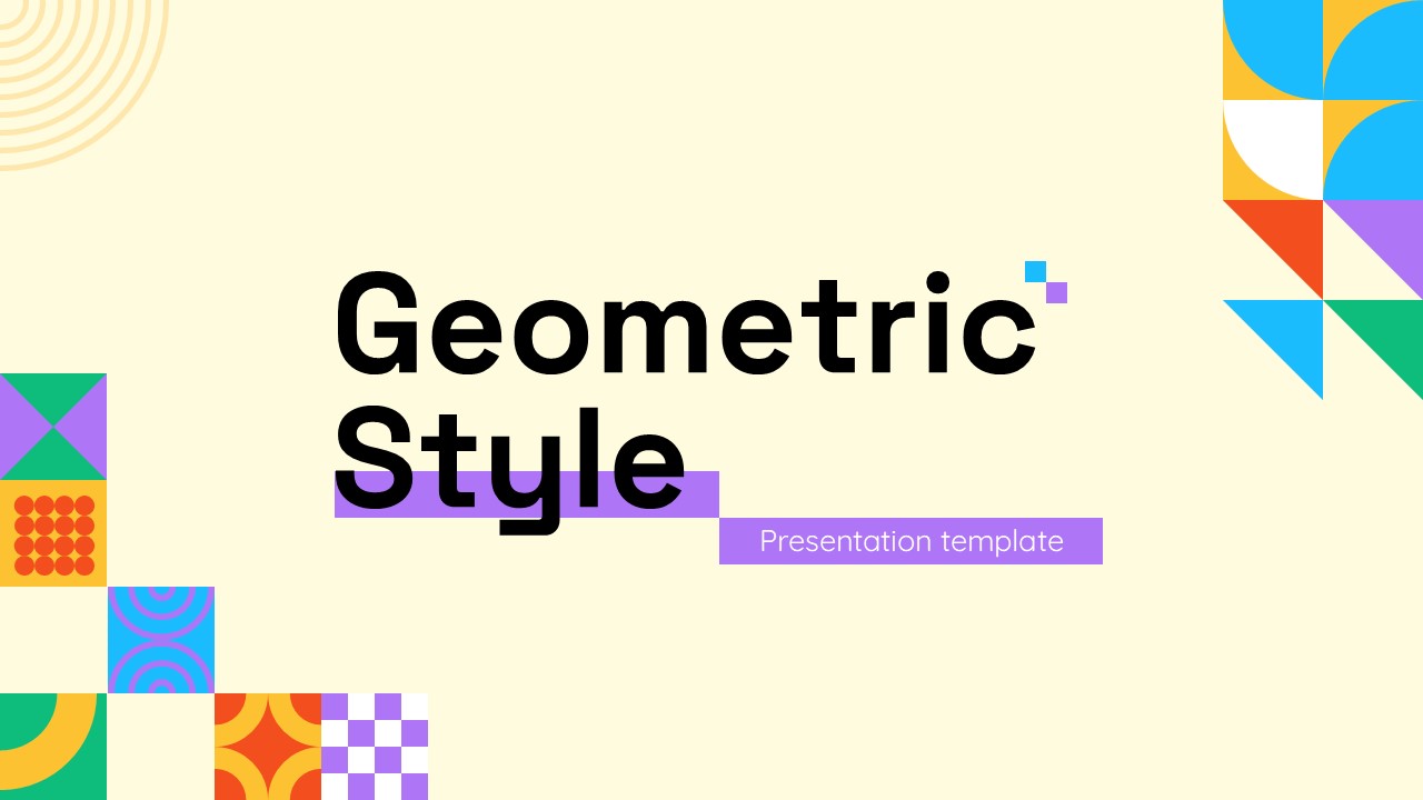 Geometric Style Template - Bold Bauhaus-inspired cover slide for creative and business presentations