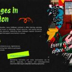 Graffiti Style Template - Challenges in Education slide covering Digital Divide and Student Engagement topics
