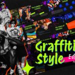 Graffiti Style Presentation Template - Full deck preview with urban street art aesthetic and neon accents