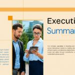Import Export Business Plan Template - executive summary slide with two-column layout and business professionals image