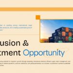 Import Export Business Plan Template - investment opportunity slide with colorful shipping containers and growth quote