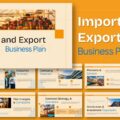 Import Export Business Plan Template - overview slide with grid layout showing 11 presentation slides thumbnails