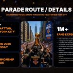 Knicks Parade Template - Route details slide to present parade logistics, location, date, and attendance information