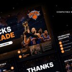 Knicks Parade Template - Overview slide showcasing championship celebration presentation with multiple slide previews
