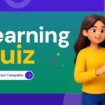 Learning Quiz Google Slides Template - Quiz Overview slide with 3D character, teal card, and four feature bullet points