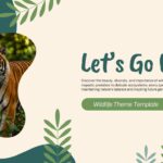 Wildlife Theme Google Slides Template - two-column slide with monkey photo, teal headings, body text, and olive CTA button