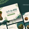 Let's Go Wild Wildlife Theme Template - cream cover slide with tiger photo in organic blob frame and botanical leaf accents