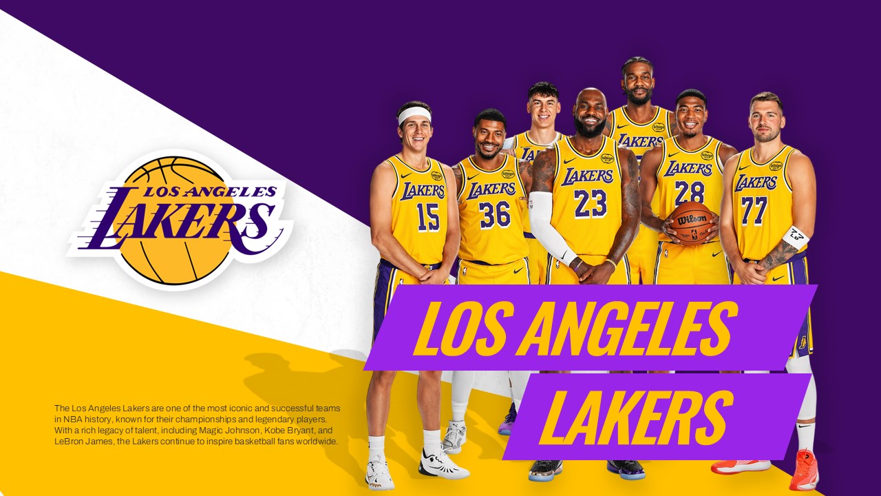 Lakers Template - Professional title slide to establish your Lakers presentation theme and branding