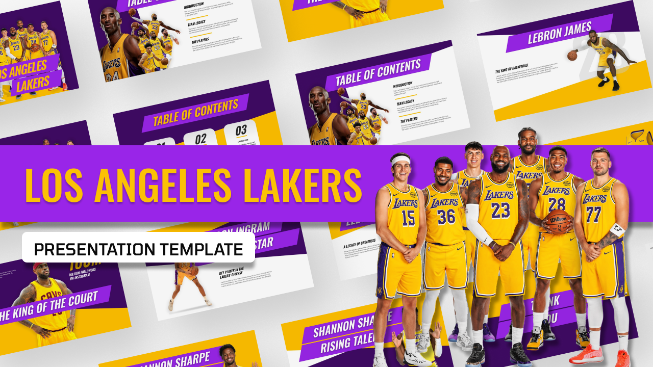 Lakers Template - Dynamic cover slide to introduce presentations about the Los Angeles Lakers franchise