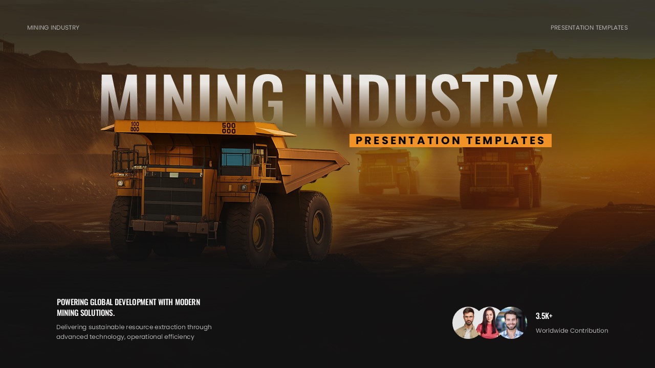 Mining Industry Template - Title slide with sunset mining site