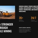 Mining Template - Statistics slide showing key performance metrics