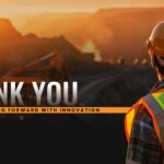 Mining Template - Thank you slide with worker silhouette at sunset