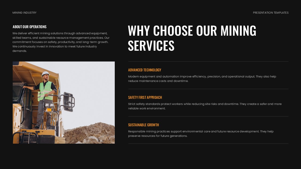 Mining Template - Why choose us with mining professional image