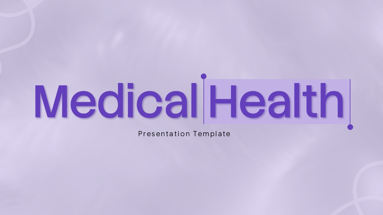Medical Health Template - Clean title slide with purple typography against lavender gradient background