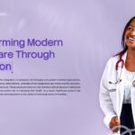 Medical Health Template - Innovation theme pairing transformation text with smiling healthcare professional portrait