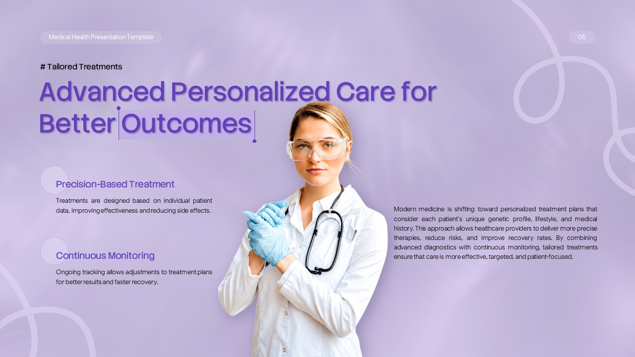 Medical Health Template - Laboratory professional showcasing precision treatment and continuous monitoring advances