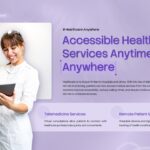 Medical Health Template - Healthcare professionals with tablet highlighting accessible telemedicine services anywhere
